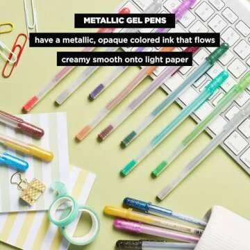 SAKURA Gelly Roll Metallic Gel Pens - Pens for Scrapbook, Journals, or Drawing - Metallic Silver Ink - Medium Line - 6 Pack