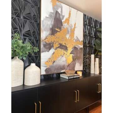 STICKGOO 33 Pack 3D Wall Panels for Interior Wall Decor, Black Diamond Design Accent Wall Decor, 12'...