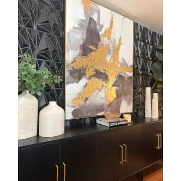 STICKGOO 33 Pack 3D Wall Panels for Interior Wall Decor, Black Diamond Design Accent Wall Decor, 12'...