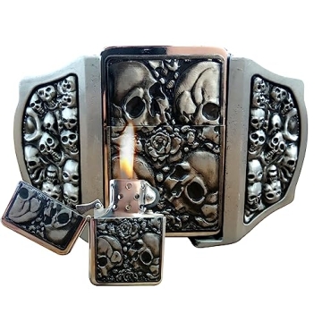OKKTR Skull Belt Buckle with Hidden Lighter for Men