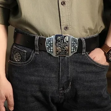 OKKTR Skull Belt Buckle with Hidden Lighter for Men