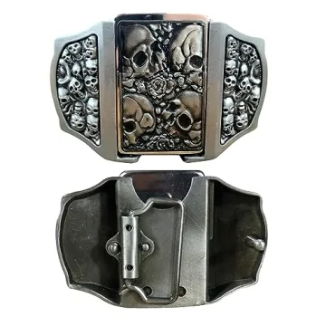 OKKTR Skull Belt Buckle with Hidden Lighter for Men