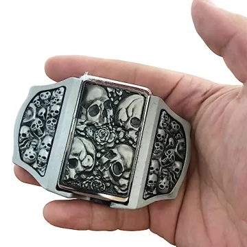 OKKTR Skull Belt Buckle with Hidden Lighter for Men