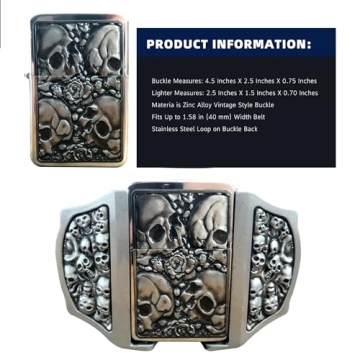OKKTR Skull Belt Buckle with Hidden Lighter for Men