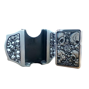 OKKTR Skull Belt Buckle with Hidden Lighter for Men