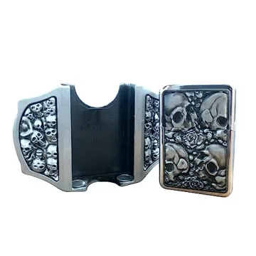 OKKTR Skull Belt Buckle with Hidden Lighter for Men