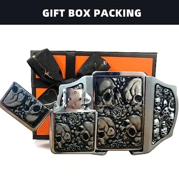 OKKTR Skull Belt Buckle with Hidden Lighter for Men