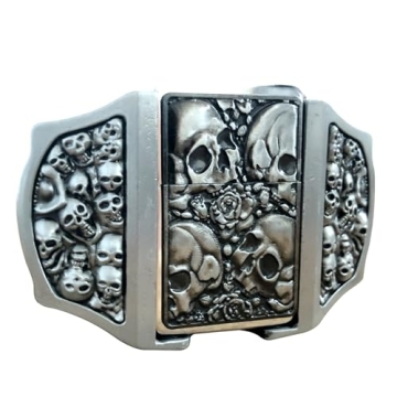 OKKTR Skull Belt Buckle with Hidden Lighter for Men