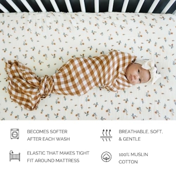 Mebie Baby Soft Muslin Crib Sheet - Breathable Nursery Bedding