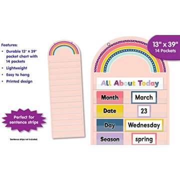 Teacher Created Resources Oh Happy Day Rainbow 14 Pocket Chart (13" x 39")