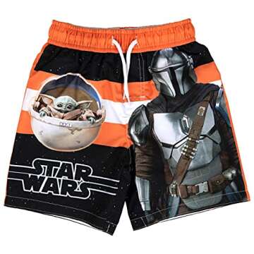 SuperHeroStuff Star Wars The Mandalorian Youth Swim Trunks - Size 4