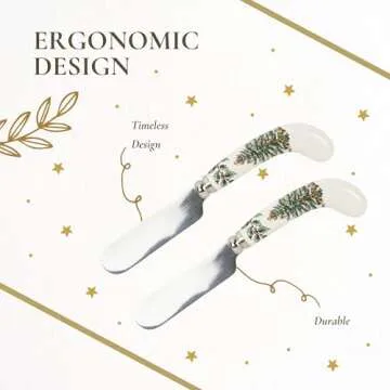 Spode Christmas Tree Cheese Spreaders - Holiday Kitchen Cutlery