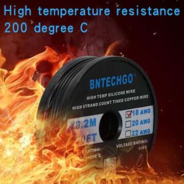 BNTECHGO 18 Gauge Silicone Wire Flexible 18 AWG Stranded Tinned Copper Wire