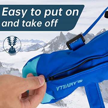 GLAMVILLA Kids Ski Mittens Gloves Winter Waterproof Mittens Snow Mittens for Baby Toddler (Blue, L)