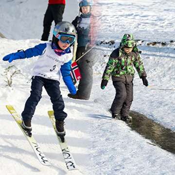 GLAMVILLA Kids Ski Mittens Gloves Winter Waterproof Mittens Snow Mittens for Baby Toddler (Blue, L)