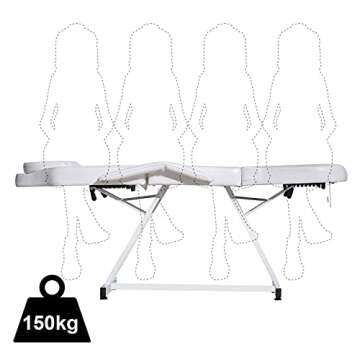 Paddie Professional Massage Bed 3-Section Folding, Adjustable Tattoo Table for Client, 73inch Facial Chair for Esthetician, White
