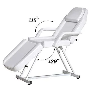 Paddie Professional Massage Bed 3-Section Folding, Adjustable Tattoo Table for Client, 73inch Facial Chair for Esthetician, White