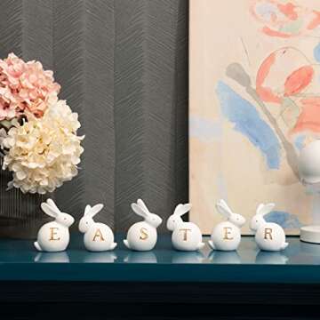 Charming Table Easter Bunny Figurine Set of 6 for Spring