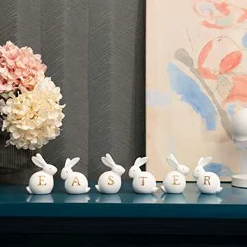 Charming Table Easter Bunny Figurine Set of 6 for Spring