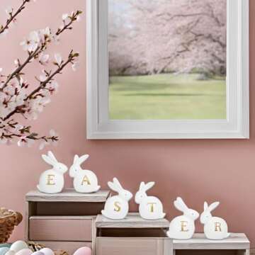 Charming Table Easter Bunny Figurine Set of 6 for Spring