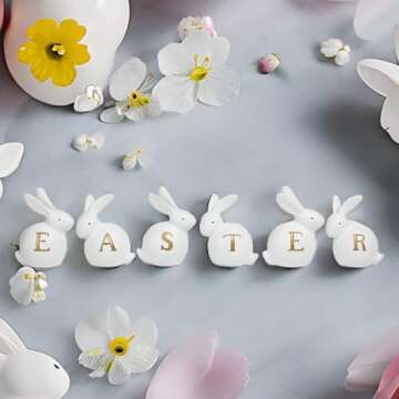Charming Table Easter Bunny Figurine Set of 6 for Spring