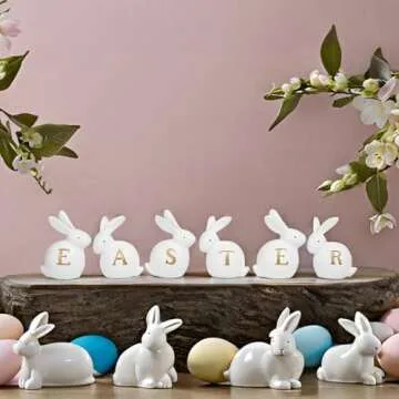 Charming Table Easter Bunny Figurine Set of 6 for Spring