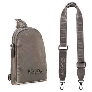 Wrangler Crossbody Sling Bags for Women Stonewashed Cross Body Purse with Detachable Strap, C-light Green