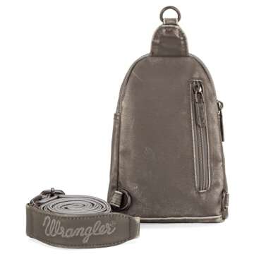 Wrangler Crossbody Sling Bags for Women Stonewashed Cross Body Purse with Detachable Strap, C-light Green