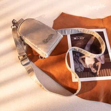 Wrangler Crossbody Sling Bags for Women Stonewashed Cross Body Purse with Detachable Strap, C-light Green