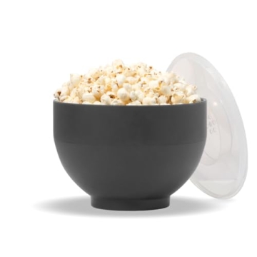 W&P Microwave Silicone Popper Maker | Black | Eco-Friendly Collapsible Bowl for 9.3 Cups of Popcorn