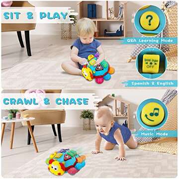 HISTOYE Baby Crawling Toys Baby Toys 6-12 Months Bilingual Toys Spanish English Infant Toddler Toys ...