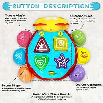 HISTOYE Baby Crawling Toys Baby Toys 6-12 Months Bilingual Toys Spanish English Infant Toddler Toys 3-6 6-12 12-18 Months with Light Music Bilingual Toys for Toddlers 1-3 6 7 8 9 10 11 12 Months Old