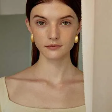 MUYAN Matte Gold Plated Long Waterdrop Clip On Earrings for Women Gold Long Brushed Droplet Clip Earrings Lightweight Jewelry