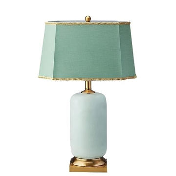 PURESILKS Modern Green Ceramic Table Lamp for Home Decor