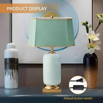 PURESILKS Modern Green Ceramic Table Lamp for Home Decor