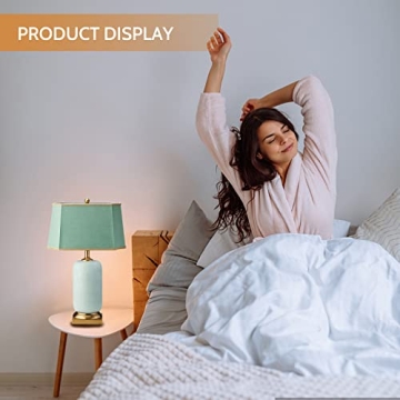 PURESILKS Modern Green Ceramic Table Lamp for Home Decor