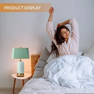 PURESILKS Modern Green Ceramic Table Lamp for Home Decor