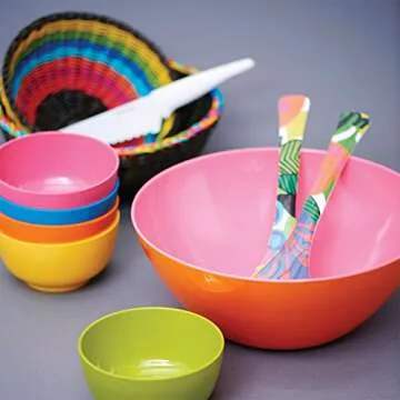 French Bull 12.5" Serving Bowl - Melamine Dinnerware - Salad, Mixing, Pasta (Orange/Pink Two Tone)