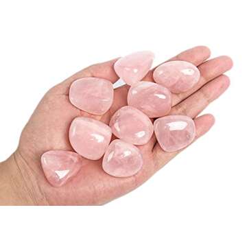 ZenQ 1/2 lb Tumbled Rose Quartz Stones for Wicca, Reiki, and Energy Crystal Healing, Natural Rose Quartz Crystal from Brazil