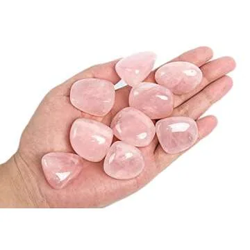 ZenQ 1/2 lb Tumbled Rose Quartz Stones for Wicca, Reiki, and Energy Crystal Healing, Natural Rose Quartz Crystal from Brazil