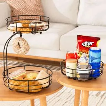 Bextsrack 2-Tier Fruit Basket Bowl with Banana Hanger