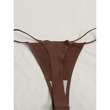 SOLY HUX Women's 7 Piece Low Rise G String Thongs Panty Underwear Black Brown Multi M