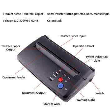 Tattoo Transfer Stencil Printer Machine with 10 Thermal Tattoo Kit Copier Printer Tattoo Transfer St...