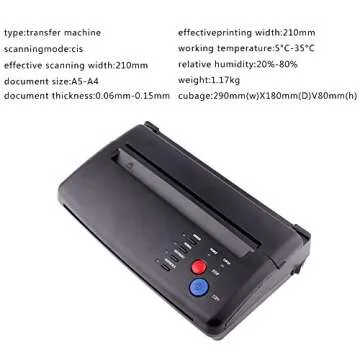 Tattoo Transfer Stencil Printer Machine with 10 Thermal Tattoo Kit Copier Printer Tattoo Transfer Stencil Paper Tattoo Stencil Printer Machine for Tattoos Supply
