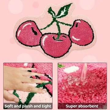 Qleewei Cherry Bath Rug Soft Non-Slip Cute Design