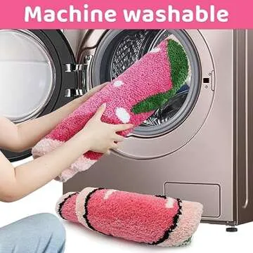 Qleewei Cherry Bath Rug Soft Non-Slip Cute Design