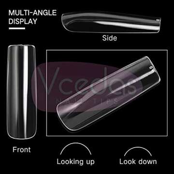 Vcedas Extra Long French Nail Tips 120PCS Full Cover Long Square XL Nail Tips Clear Acrylic False Nail Art Tips Press on Nails for Manicure Nail Salon Home DIY