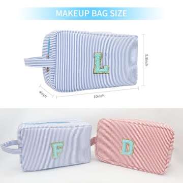 Koiernr Valentines Day Gifts, Makeup Bag, Cute Cosmetic Bag, Personalized Initial Preppy Patch Makeup Bag, Travel Cosmetic Bag, Makeup Bag is a Birthday, Valentines Day Gifts for Him