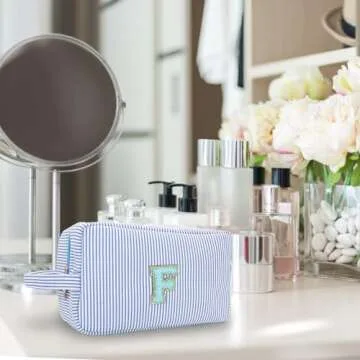 Koiernr Valentines Day Gifts, Makeup Bag, Cute Cosmetic Bag, Personalized Initial Preppy Patch Makeup Bag, Travel Cosmetic Bag, Makeup Bag is a Birthday, Valentines Day Gifts for Him