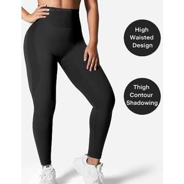 QOQ Women's High Waist Seamless Gym Leggings for Yoga